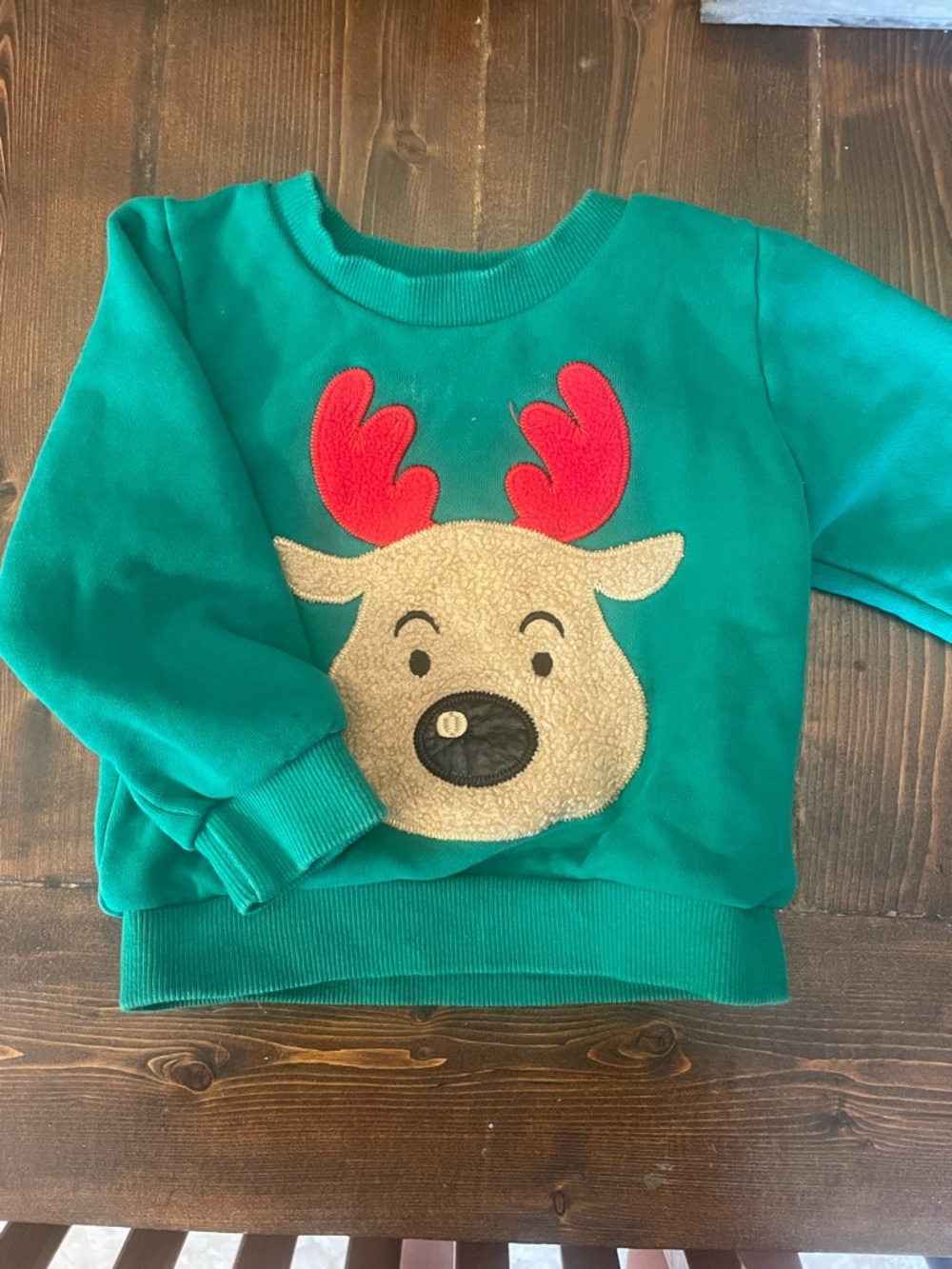 Kids Green Reindeer Sweatshirt - Unbranded